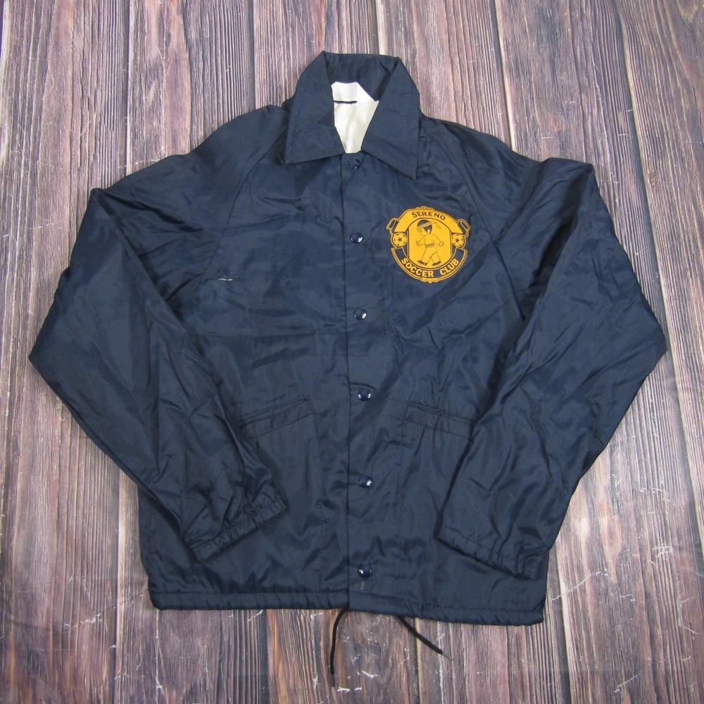 Vintage Don Alleson Sereno Soccer Club Jacket Mens XS Blue Nylon Windbreaker